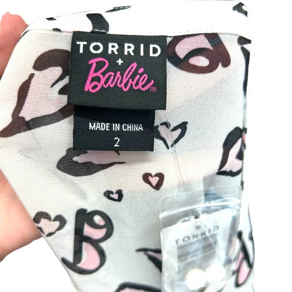 Torrid Barbie Lexie White Hearts Hi-Lo Babydoll Tunic Top Plus Size 2X - Picture 8 of 12